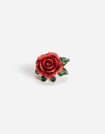 Dolce & Gabbana Ring With Rose In Multicolor