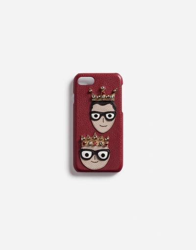 Dolce & Gabbana Iphone 7 Cover With Patches Of The Designers In Red