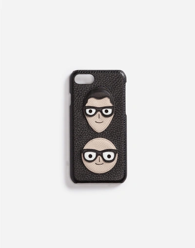 Dolce & Gabbana Iphone 7 Cover With Patches Of The Designers In Black