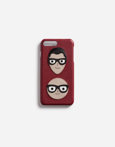 Dolce & Gabbana Iphone 7 Plus Cover With Patches Of The Designers In Red