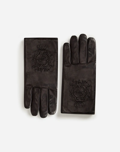 Dolce & Gabbana Nappa Leather Gloves In Black