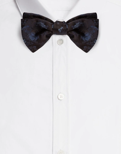 Dolce & Gabbana Silk Jacquard Bow Tie In Blue