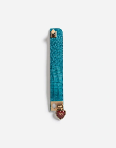 Dolce & Gabbana Bracelet In Crocodile Side Skin In Blue