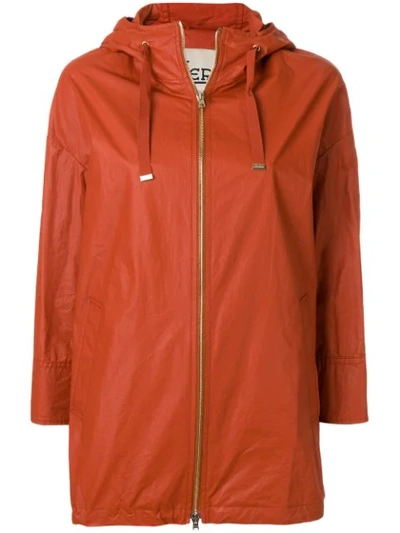 Herno Hooded Parka Coat In Red