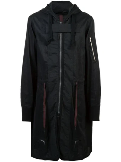 Ziggy Chen Hooded Parka Coat In Black