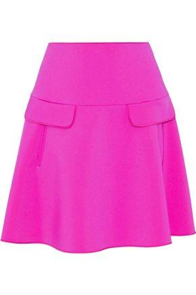 Oscar De La Renta Woman Neon Neoprene Mini Skirt Bright Pink