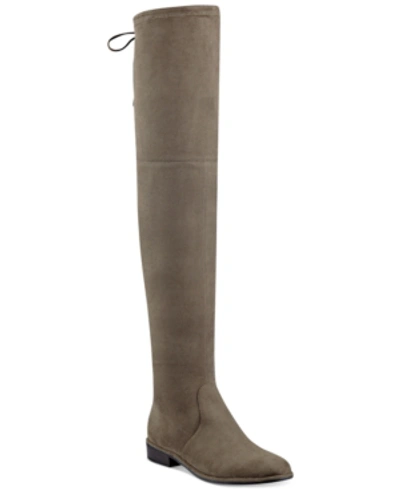 Marc Fisher Humor Over-the-knee Boots, Created For Macy's Women's Shoes In Warm Taupe Suede