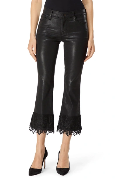 J Brand Selena Lace-detail Crop Bootcut Jeans In Black Out