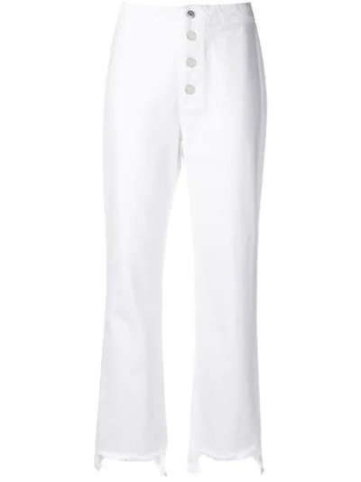 Rta Max High-rise Button-front Jeans With Frayed Hem In Optic White