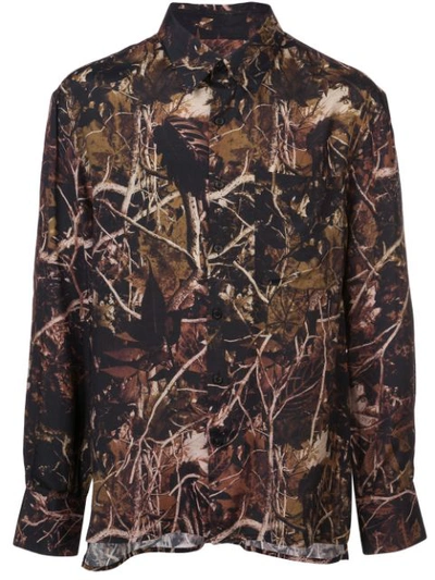 Lanvin Oversized Forest Camouflage Shirt In Brown