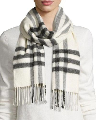 Burberry Giant-check Cashmere Scarf In Ivory Check