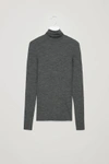Cos Fine Roll-neck Wool Top In Grey