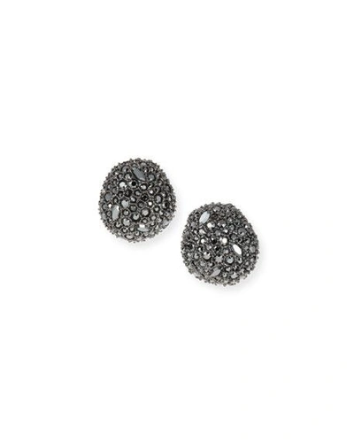 Alexis Bittar Organic Pod-shaped Crystal Encrusted Button Earrings In Black