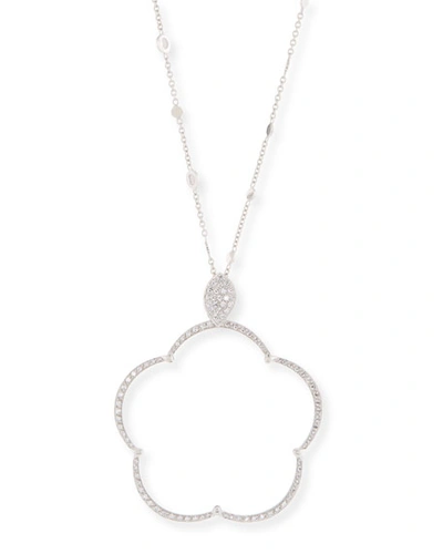 Pasquale Bruni Ton Jolie Diamond Floral Pendant Necklace In 18k White Gold