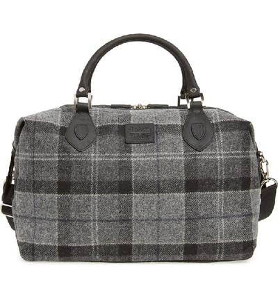 Barbour Shadow Tartan Explorer Duffel Bag In Black Grey