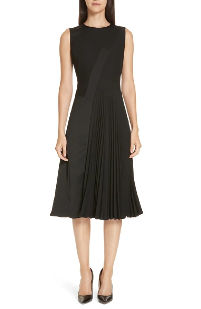 Hugo Boss Dionia Sleeveless Plisse Dress In Black