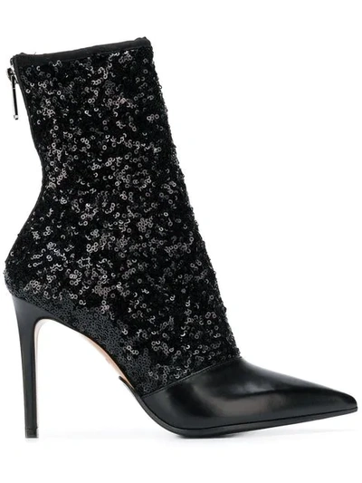 Balmain Sequinned Ankle Boots - Black