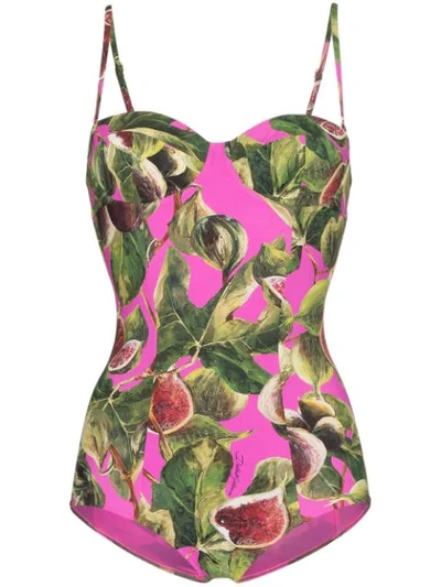 Dolce & Gabbana Printed Balconette Swimsuit In Pink