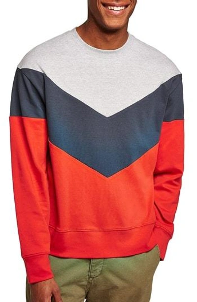 Topman Chevron Colorblock Sweatshirt In Red Multi ModeSens