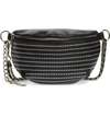 Steve Madden Quilted Faux Leather Fanny Pack In Black/ Silver