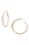 Ettika Crystal Embellished Hoop Earrings In Gold