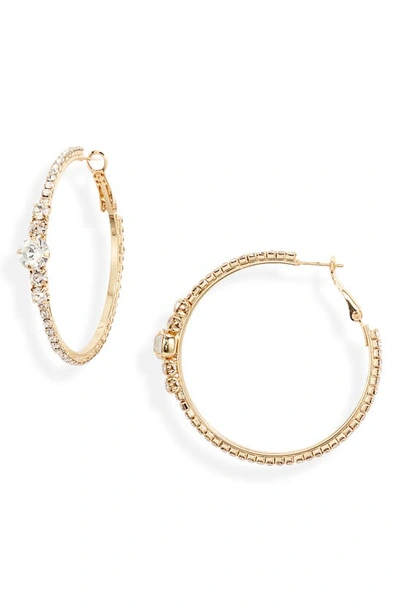 Ettika Crystal Embellished Hoop Earrings In Gold