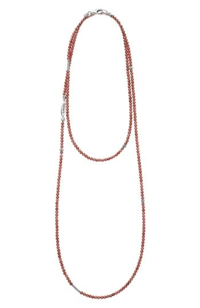 Lagos Caviar Icon Station Necklace In Silver/ Garnet