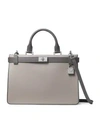 Michael Michael Kors Tatiana Medium Leather Satchel Bag - Silvertone Hardware In Grey Multi/silver