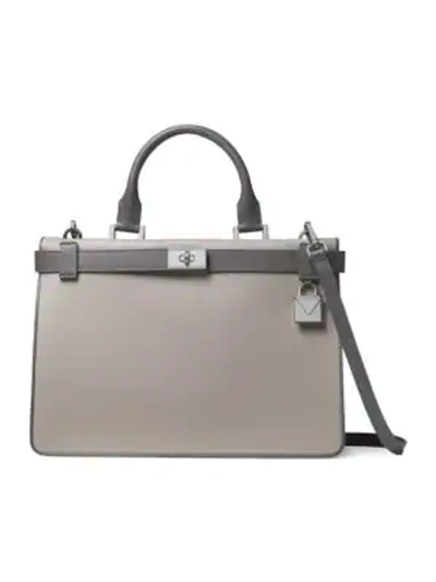 Michael Michael Kors Tatiana Medium Leather Satchel Bag - Silvertone Hardware In Grey Multi/silver