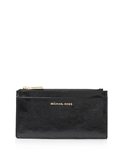 Michael Michael Kors Money Pieces Large Slim Leather Card Case In Black/gold