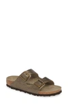 Birkenstock Arizona Sandal In Metallic Antique Gold Leather