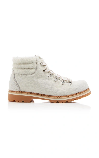 Montelliana Margherita Cavallino Hair-on-calf Hiking Boots In White |  ModeSens