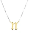 Argento Vivo Two Tone Gothic Initial Pendant Necklace, 16 In Two Tone/n