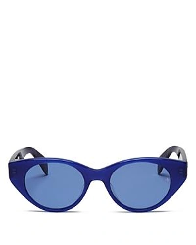 Rag & Bone Women's Cat Eye Sunglasses, 49mm In Blue/blue