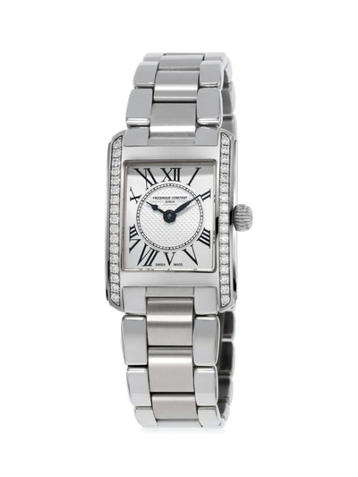 Frederique Constant Women's Classics Carreé Stainless Steel & Diamond Bracelet Watch In White/silver