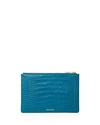 Whistles Matte Croc-embossed Small Leather Clutch In Blue