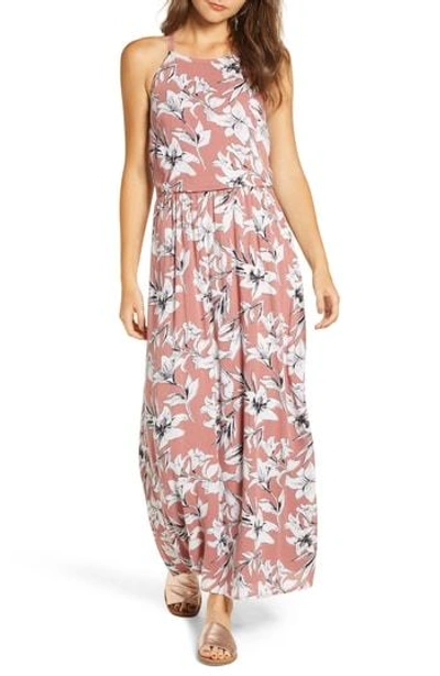 Roxy Juniors' Floral-print Maxi Dress In Withered Rose Lily House