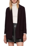 Allsaints Aleida Open Front Blazer In Bordeaux Red