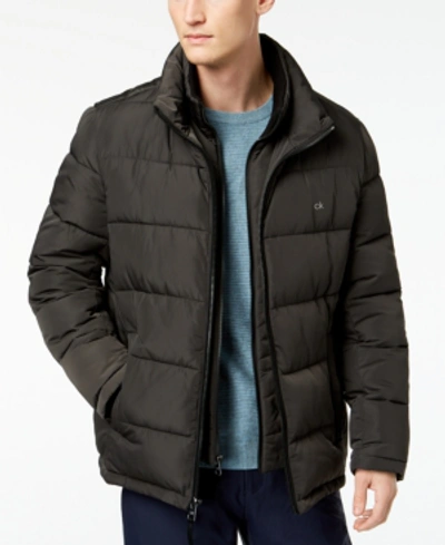 Calvin Klein Men's Puffer With Set In Bib Detail, Created For Macy's In Ebony