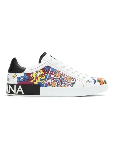 Dolce & Gabbana Printed Sneakers In White