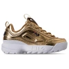 Fila Women's Disruptor Ii Premium Metallic Casual Shoes, Brown In Medium Gold