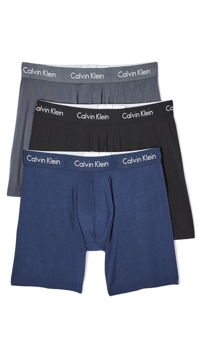 Calvin Klein Underwear 3 Pack Body Modal Boxer Briefs In Blue Shadow/mink/black