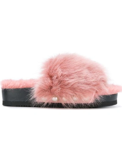 Suecomma Bonnie Faux Fur-trimmed Sandals - Pink