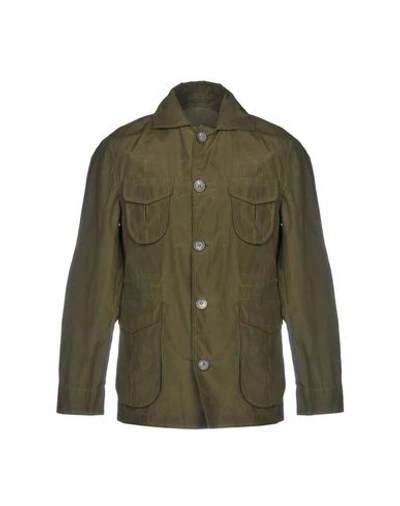 Isaia Full-length Jacket In Military Green