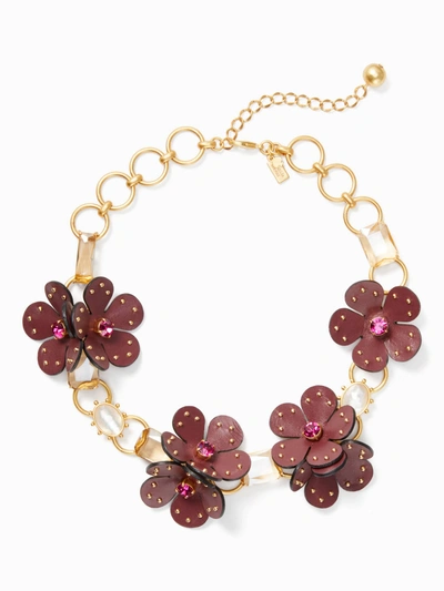Kate Spade Blooming Bling Leather Statement Necklace In Russet