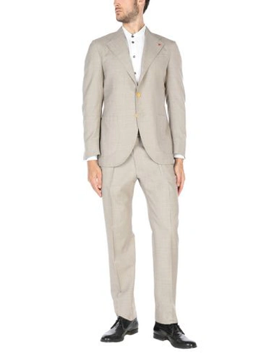 Isaia Suits In Khaki