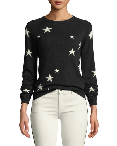 Chinti & Parker Star Cashmere Intarsia Crewneck Sweater In Black/white