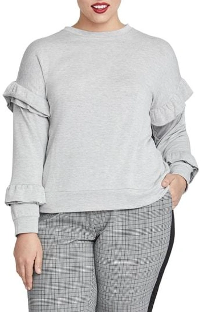 Rachel Rachel Roy Trendy Plus Size Ruffled-sleeve Top In Heather Grey