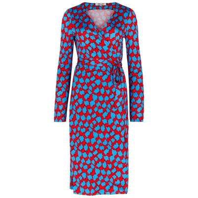 Diane Von Furstenberg Julian Printed Silk Wrap Dress In Blue - Main Image