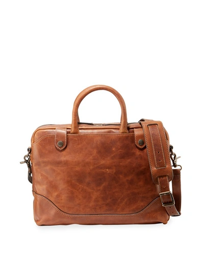 Frye Men's Logan Slim Leather Briefcase, Dark Brown